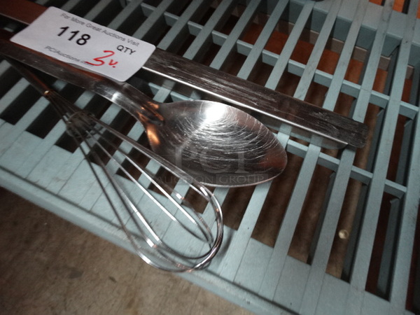 3 Various Metal Items; Adapter, Serving Spoon, Whisk. 3 Times Your Bid! - Image 2 of 2