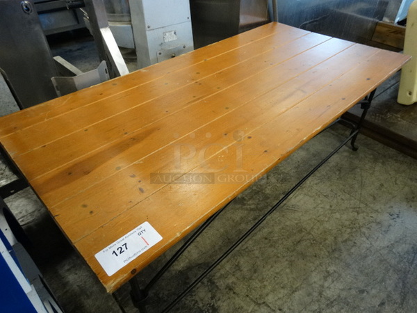 Wood Pattern Bench on Metal Frame. 50x25x18 - Image 2 of 4