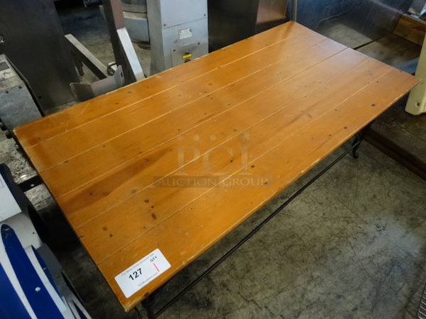Wood Pattern Bench on Metal Frame. 50x25x18 - Image 3 of 4