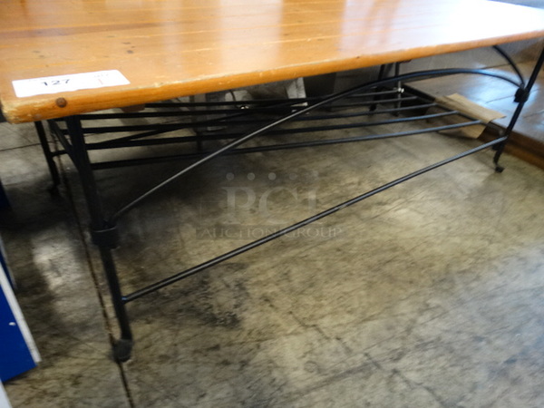 Wood Pattern Bench on Metal Frame. 50x25x18 - Image 4 of 4