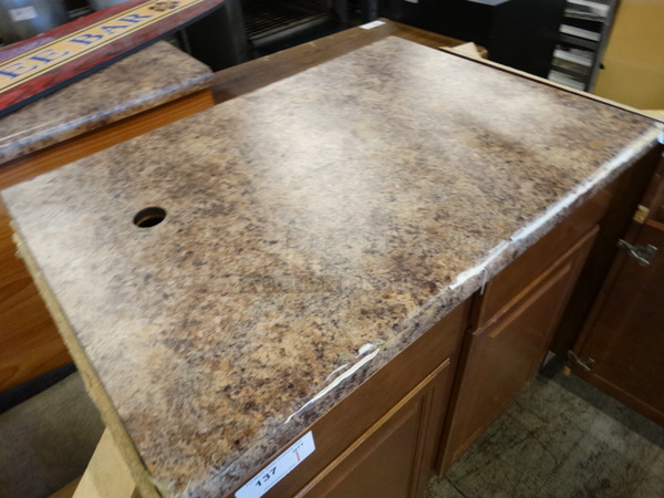 Wood Pattern Cabinet w/ 2 Doors and Countertop. 36x26x37 - Image 3 of 7