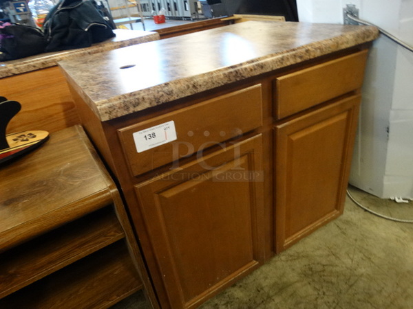 Wood Pattern Cabinet w/ 2 Doors and Countertop. 36x26x37 - Image 3 of 7