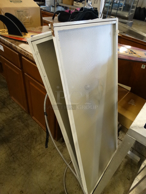 2 White Metal Fluorescent Lights. 48x24x4. 2 Times Your Bid!