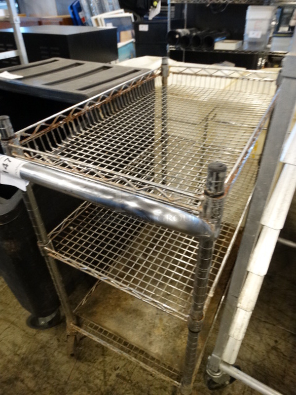 Chrome Finish 3 Tier Cart on Commercial Casters. 34x18x34 - Image 3 of 4