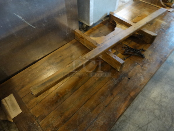 Wooden Table w/ 3 Legs. Comes Disassembled. 108x42x32 - Image 3 of 5