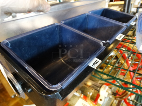 San Jamar Poly Bar Topping Rail w/ Lid and Drop Ins. 18x6x7 - Image 2 of 3