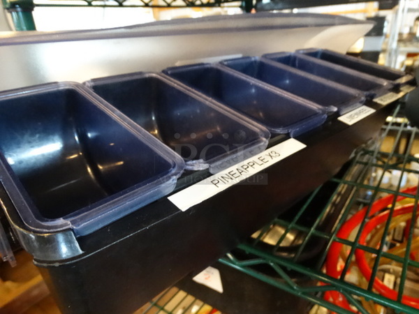 San Jamar Poly Bar Topping Rail w/ Lid and Drop Ins. 18x6x7 - Image 3 of 4