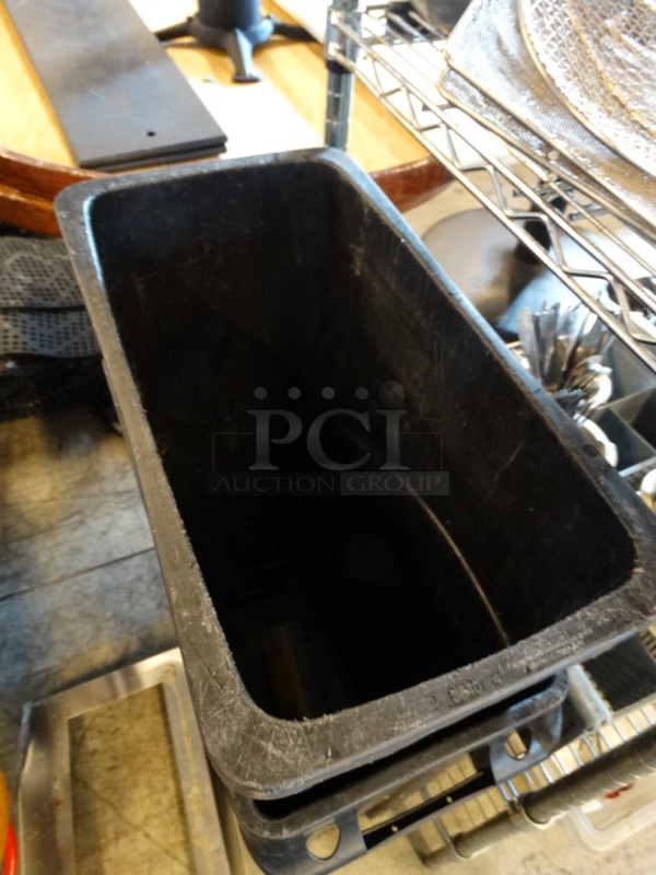 2 Black Poly Slim Jim Trash Cans. 11x20x30. 2 Times Your Bid! - Image 3 of 4