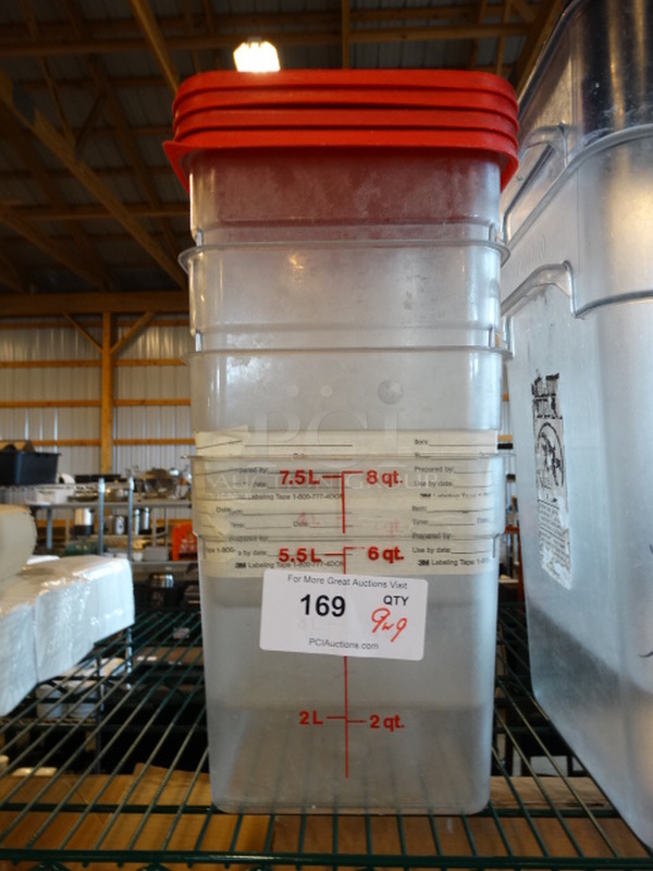 9 Poly Clear Containers w/ 9 Lids. 9x9x9. 9 Times Your Bid! - Image 1 of 3