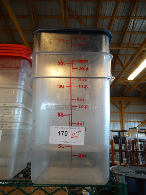 2 Poly Clear Containers w/ 1 Lid. 11.5x11.5x16. 2 Times Your Bid!