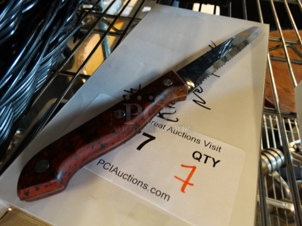 7 BRAND NEW IN BOX! Metal Serrated Knives. 9". 7 Times Your Bid! - Image 1 of 2