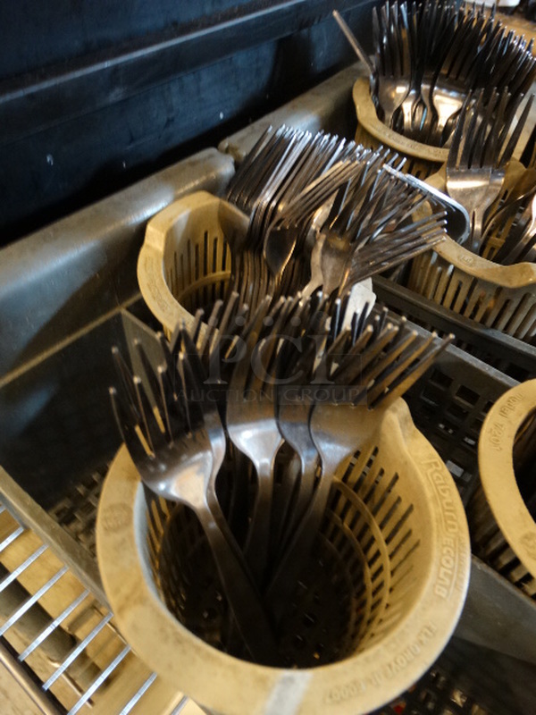 All One Money! Lot of 54 Pieces of Silverware in Caddy. 30 Forks, 18 Knives, 6 Spoons! - Image 2 of 3