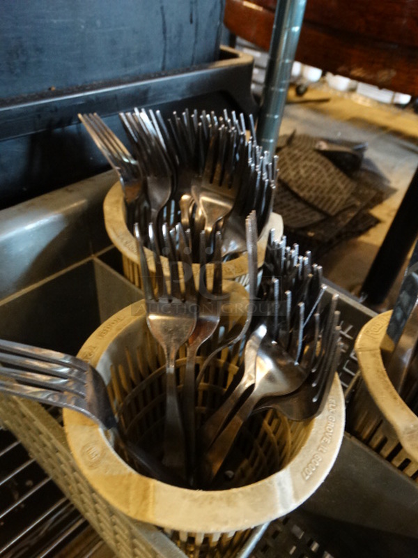 All One Money! Lot of 55 Pieces of Silverware in Caddy. 30 Forks, 19 Knives, 6 Spoons! - Image 4 of 4