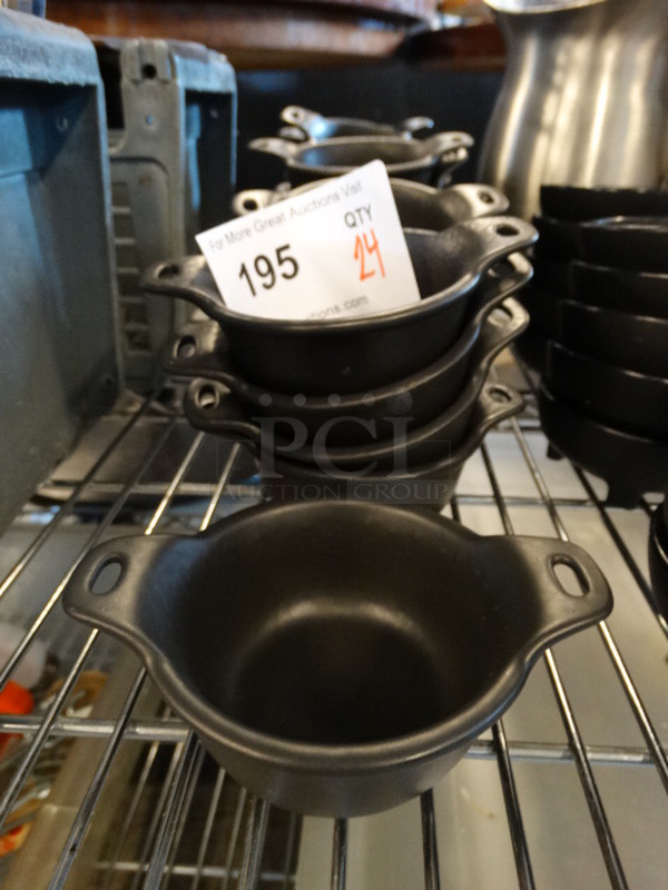 24 Metal Black Bowls w/ Handles. 5x3.5x2. 24 Times Your Bid! - Image 1 of 3
