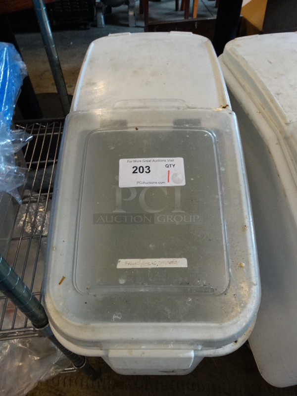 White Poly Ingredient Bin w/ Clear Lid on Commercial Casters. 13x30x29 - Image 4 of 5