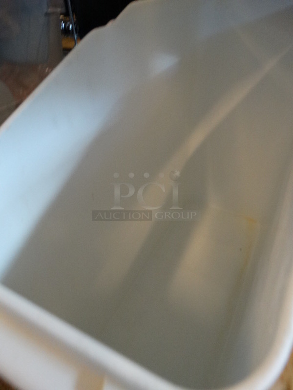 White Poly Ingredient Bin w/ Clear Lid on Commercial Casters. 13x30x29 - Image 5 of 5