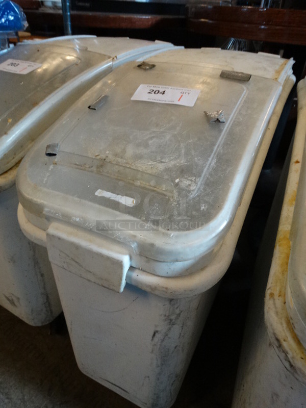 White Poly Ingredient Bin w/ Clear Lid on Commercial Casters. 13x30x29 - Image 3 of 4