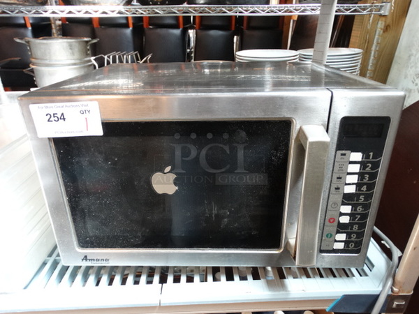 Amana Stainless Steel Commercial Countertop Microwave Oven. 22x18x14 - Image 1 of 6