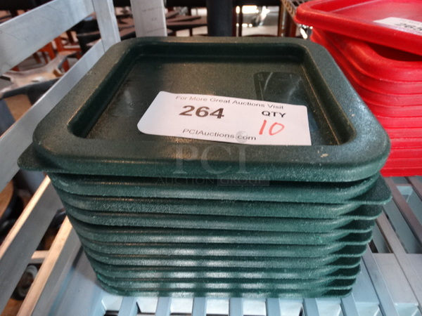 10 Green Poly Lids. 7x7x0.5. 10 Times Your Bid!