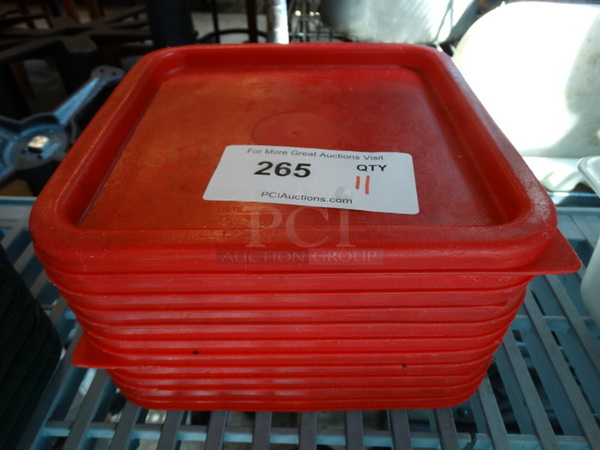 11 Red Poly Lids. 9x9x0.5. 11 Times Your Bid!