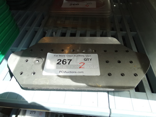 2 Stainless Steel Straining Insert for 1/3 Size Drop In Bin. 2 Times Your Bid! - Image 1 of 3