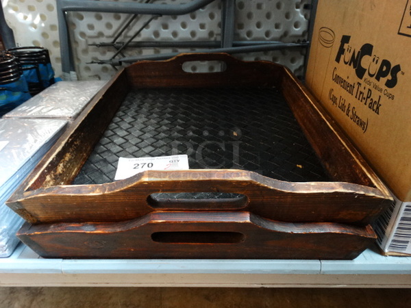 2 Wood Pattern Trays. 19x16x3. 2 Times Your Bid!