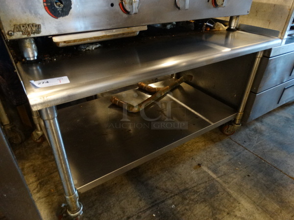 Stainless Steel Commercial Table w/ Stainless Steel Undershelf on Commercial Casters. 48x31x29