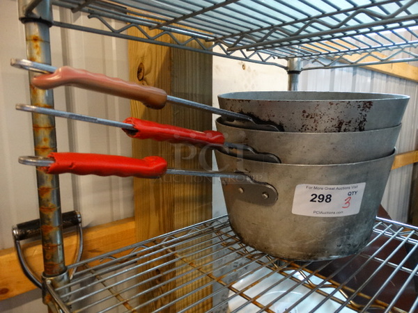 3 Metal Sauce Pots. 23x12x6.5. 3 Times Your Bid! - Image 1 of 2