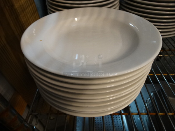 11 White Ceramic Plates. 10.5x10.5x1.5. 11 Times Your Bid!