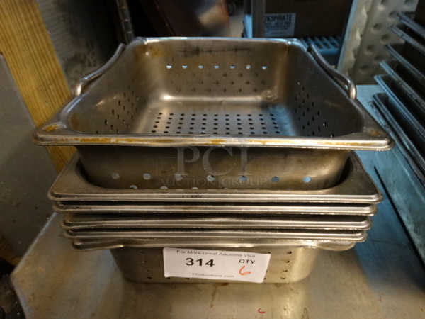 6 Stainless Steel Perforated 1/2 Size Drop In Bins. 1/2x4. 6 Times Your Bid! - Image 1 of 3