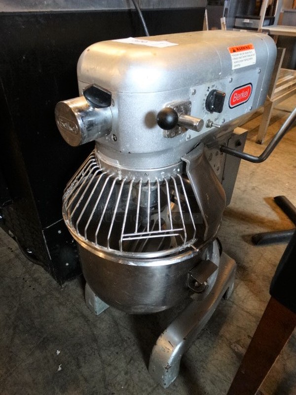 WOW! Berkel Model PM20 Metal Commercial 20 Quart Planetary Mixer w/ Metal Mixing Bowl, Bowl Guard and Paddle Attachment. 110 Volts, 1 Phase. 15x20x32. Tested and Working!