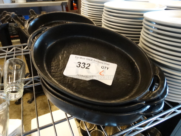 6 Black Metal Oval Bowl w/ Handles. 11x6x1.5. 6 Times Your Bid! - Image 1 of 3