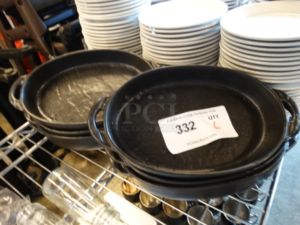 6 Black Metal Oval Bowl w/ Handles. 11x6x1.5. 6 Times Your Bid! - Image 2 of 3