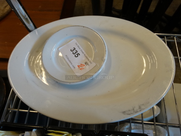 2 White Ceramic Plates. 6.5x6.5x1, 15.5x11x1. 2 Times Your Bid! - Image 1 of 2