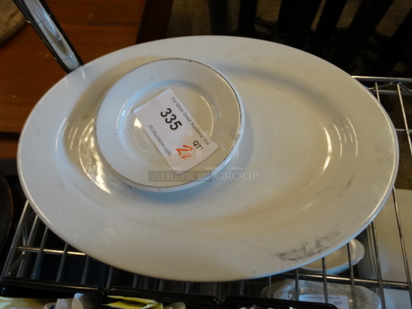 2 White Ceramic Plates. 6.5x6.5x1, 15.5x11x1. 2 Times Your Bid!