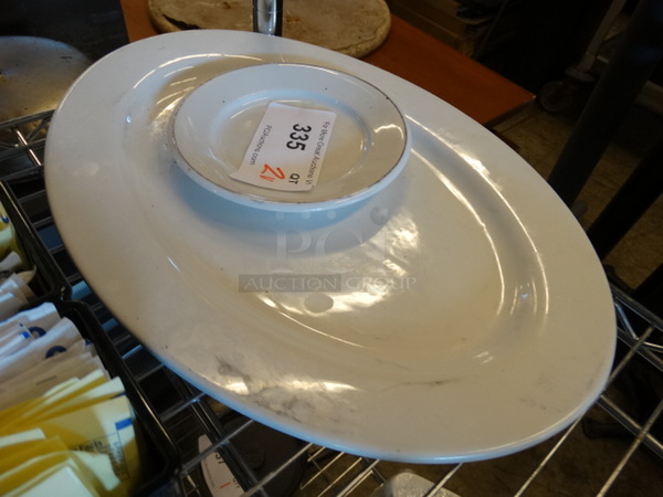2 White Ceramic Plates. 6.5x6.5x1, 15.5x11x1. 2 Times Your Bid! - Image 2 of 2