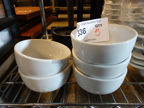 5 White Ceramic Bowls. 4.5x4.5x2. 5 Times Your Bid!
