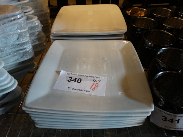 18 White Ceramic Square Plates. 9x9x0.5. 18 Times Your Bid!