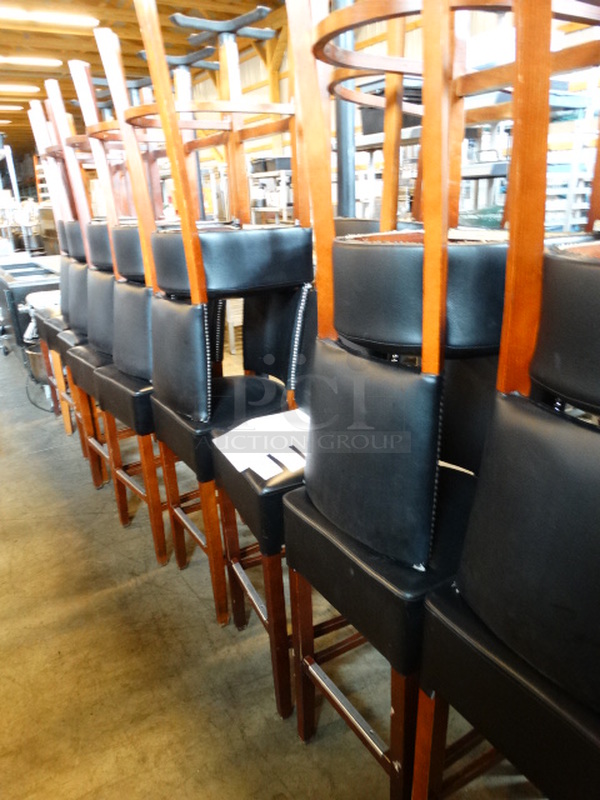 2 Bar Height Chairs w/ Black Cushions and Wood Pattern Frame. Stock Picture - Cosmetic Condition May Vary. 18x18x44. 2 Times Your Bid! - Image 4 of 4
