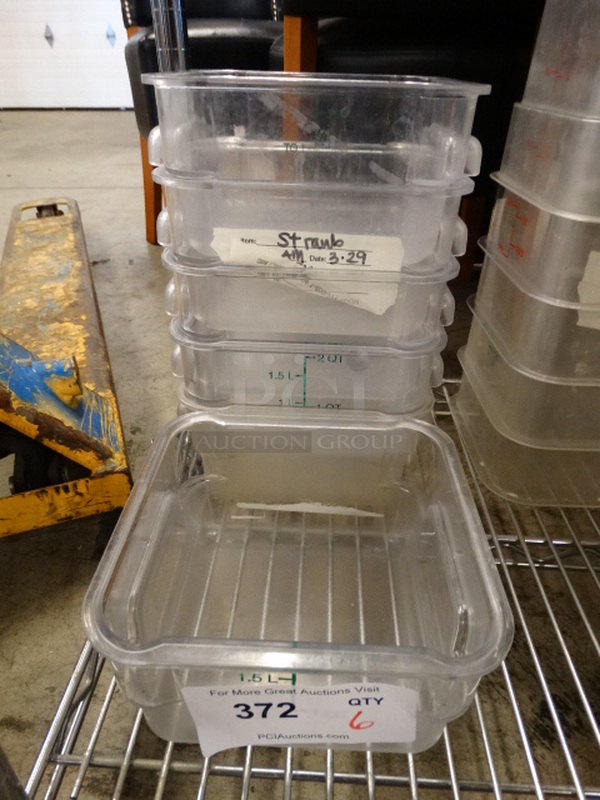 6 Poly Clear Bins. 7x7x4. 6 Times Your Bid! - Image 1 of 2
