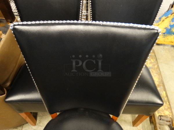 3 Dining Height Chairs w/ Black Cushions and Wood Pattern Frame. 18x18x36. 3 Times Your Bid! - Image 3 of 3