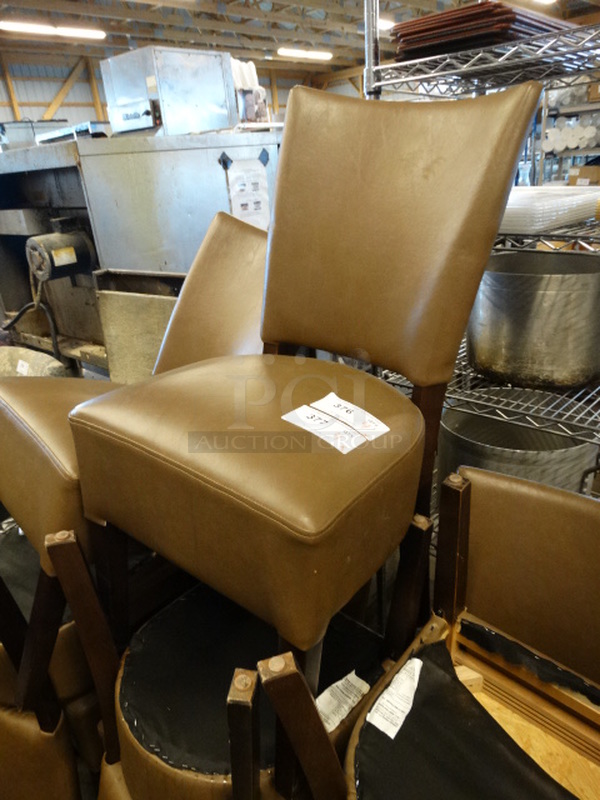 4 Dining Height Chairs w/ Brown Cushions and Wood Pattern Frame. Stock Picture - Cosmetic Condition May Vary. 18x18x36. 4 Times Your Bid! - Image 2 of 3