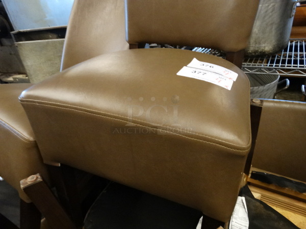 4 Dining Height Chairs w/ Brown Cushions and Wood Pattern Frame. Stock Picture - Cosmetic Condition May Vary. 18x18x36. 4 Times Your Bid! - Image 3 of 3