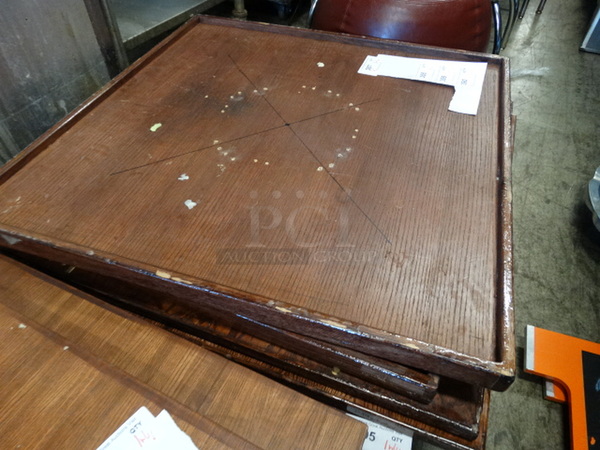 Butcher Block Wooden Pattern Square Table and Black Metal Table Base. Comes Disassembled. Stock Picture - Cosmetic Condition May Vary. 36x36x30 - Image 3 of 3