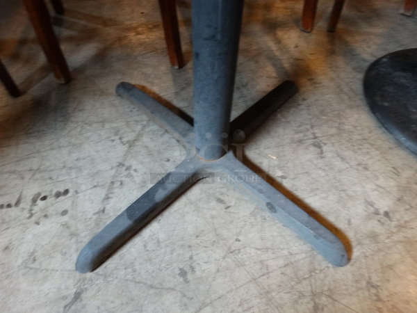 Granite Round Tabletop on Black Metal Table Base. Stock Picture - Cosmetic Condition May Vary but There are no Cracks. 30x30x42 - Image 4 of 6