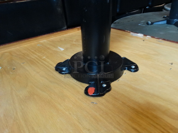 Wood Pattern Tabletop and Black Metal Bar Height Table Base. 28x28x42. Stock Picture - Cosmetic Condition May Vary. - Image 5 of 5
