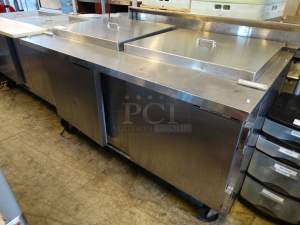 GREAT! Beverage Air Model SP60-24M Stainless Steel Commercial Prep Table on Commercial Casters. 115 Volts, 1 Phase. 60x38x36. Tested and Working! - Image 1 of 8