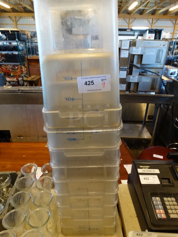 9 Poly Clear Containers. 11x11x16, 11x11x12. 9 Times Your Bid! - Image 1 of 3