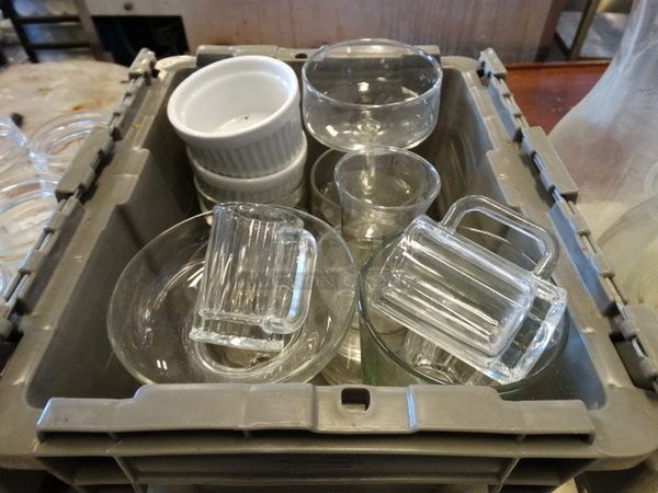 All One Money! Lot of Various Glasses in Gray Poly Bin! 