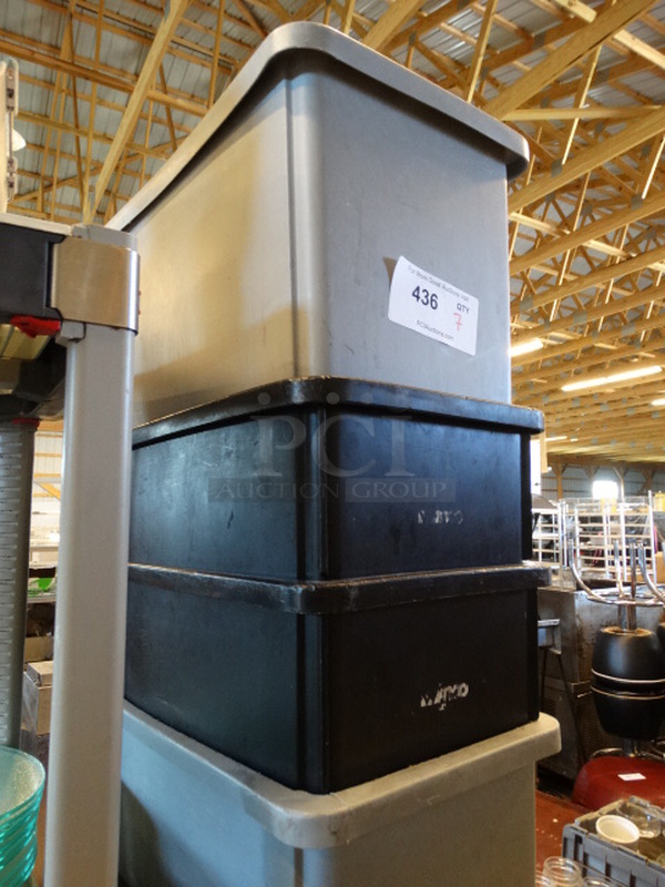 7 Black and Gray Poly Slim Jim Trash Cans. 11x20x30. 7 Times Your Bid! - Image 3 of 4